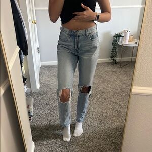 Women's Light Blue Distressed Jeans